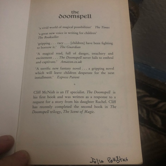 The Doomspell by Cliff McNish paperback - Picture 3 of 6